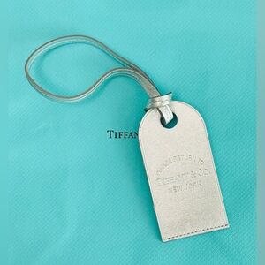 Tiffany & Co. Silver leather luggage tag RTT Retired Color